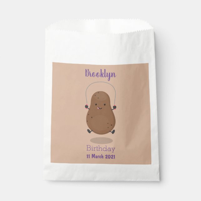 Cute happy potato jumping rope cartoon favour bag (Front)
