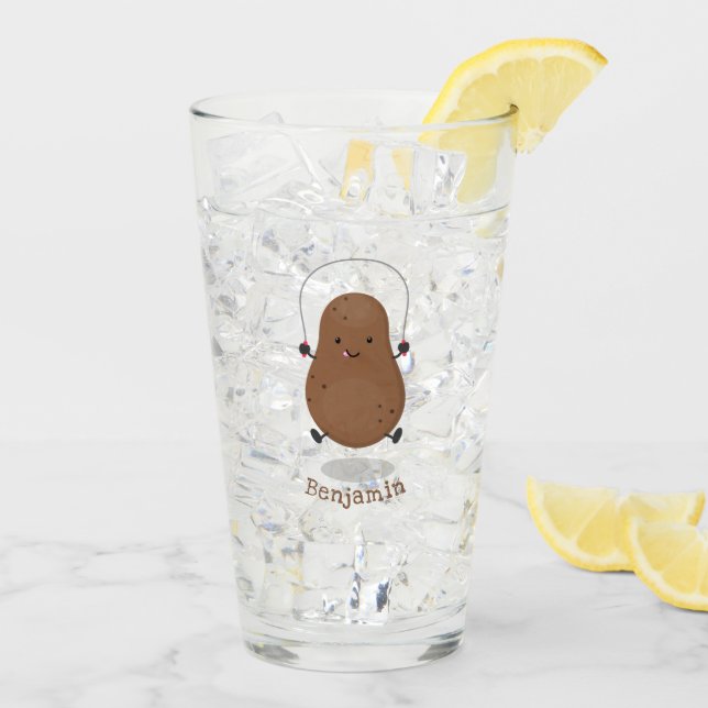 Cute happy potato jumping rope cartoon glass (Back Ice)