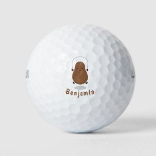 Cute happy potato jumping rope cartoon golf balls