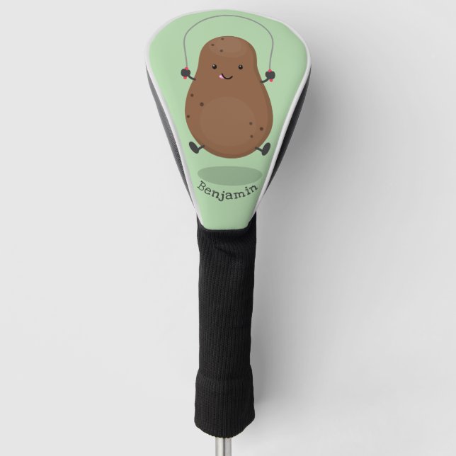 Cute happy potato jumping rope cartoon golf head cover (Front)