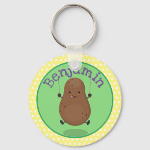 Cute happy potato jumping rope cartoon keychain