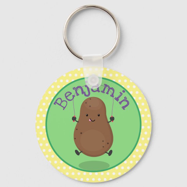 Cute happy potato jumping rope cartoon keychain (Front)