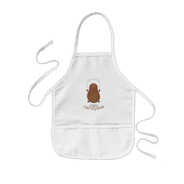 Cute happy potato jumping rope cartoon kids apron (Front)