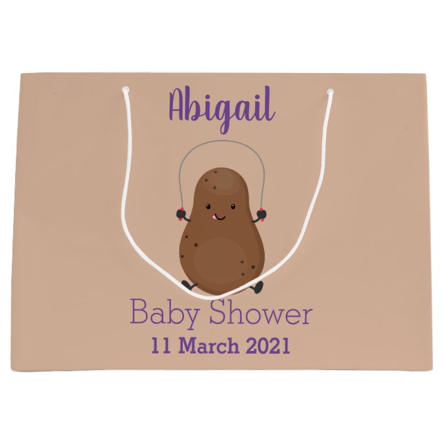 Cute happy potato jumping rope cartoon  large gift bag (Front)