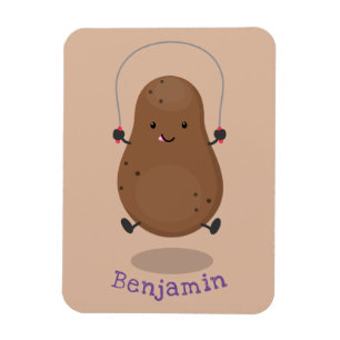 Cute happy potato jumping rope cartoon magnet
