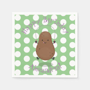 Cute happy potato jumping rope cartoon napkin