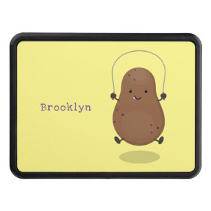 Cute happy potato jumping rope cartoon trailer hitch cover