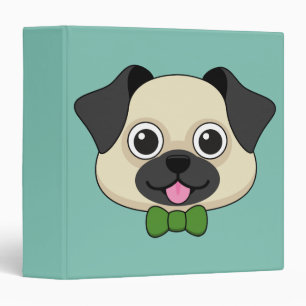Cute Happy Pug Dog with Papillon Binder