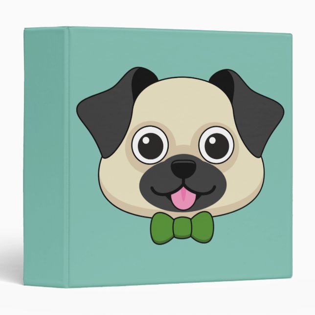 Cute Happy Pug Dog with Papillon Binder (Front/Spine)