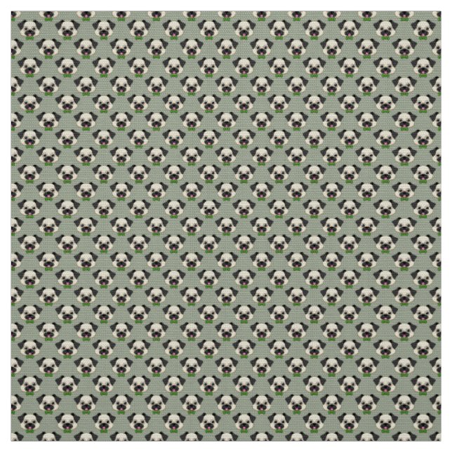 Cute Happy Pug Dog with Papillon Fabric (Swatch)