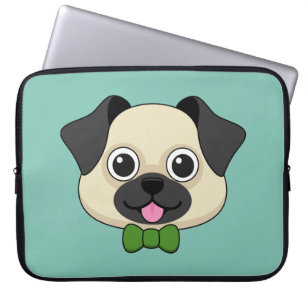 Cute Happy Pug Dog with Papillon Laptop Sleeve