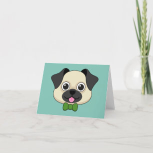 Cute Happy Pug Dog with Papillon Thank You Card