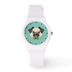 Cute Happy Pug Dog with Papillon Watch