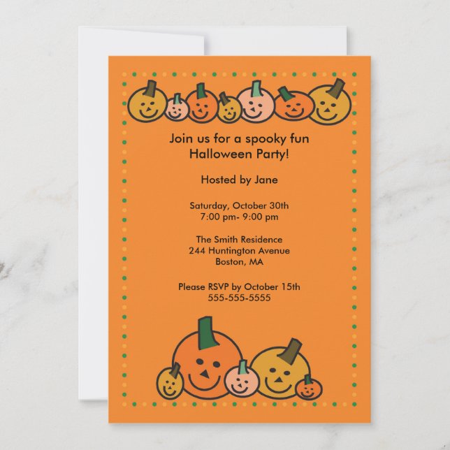 Cute Happy Pumpkins Halloween Party Invitation (Front)