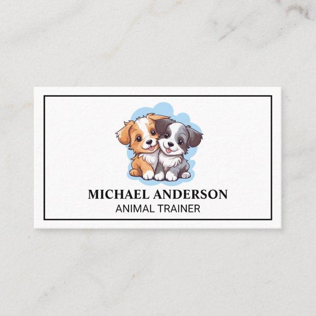 Cute Happy Puppies  Business Card (Front)