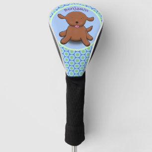 Cute happy puppy dog blue cartoon illustration golf head cover