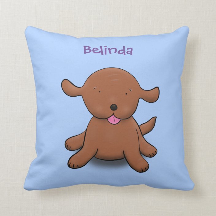 Cute happy puppy dog blue cartoon illustration throw pillow Zazzle.ca