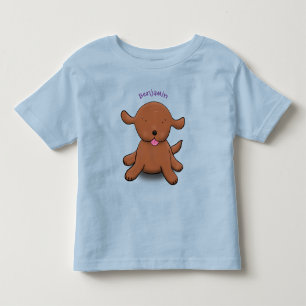 Cute happy puppy dog blue cartoon illustration toddler t-shirt