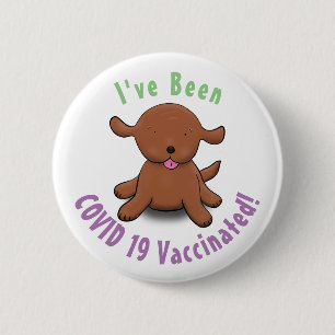 Cute happy puppy dog cartoon illustration 2 inch round button