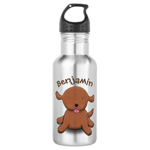 Cute happy puppy dog cartoon illustration 532 ml water bottle