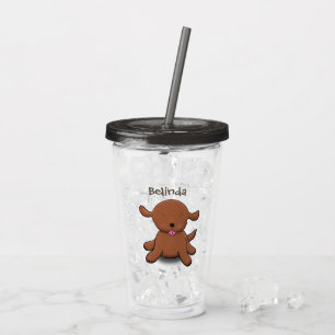 Cute happy puppy dog cartoon illustration acrylic tumbler