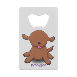 Cute happy puppy dog cartoon illustration credit card bottle opener
