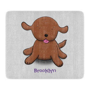 Cute happy puppy dog cartoon illustration cutting board