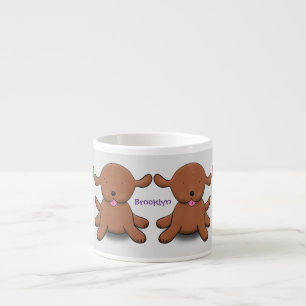 Cute happy puppy dog cartoon illustration espresso cup