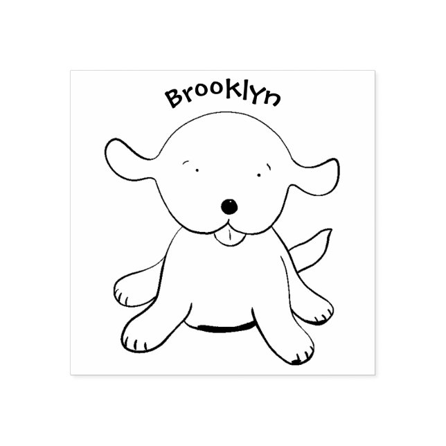 Cute happy puppy dog cartoon illustration rubber stamp (Imprint)