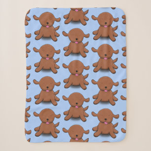 Cute happy puppy dog cartoon illustration sherpa blanket