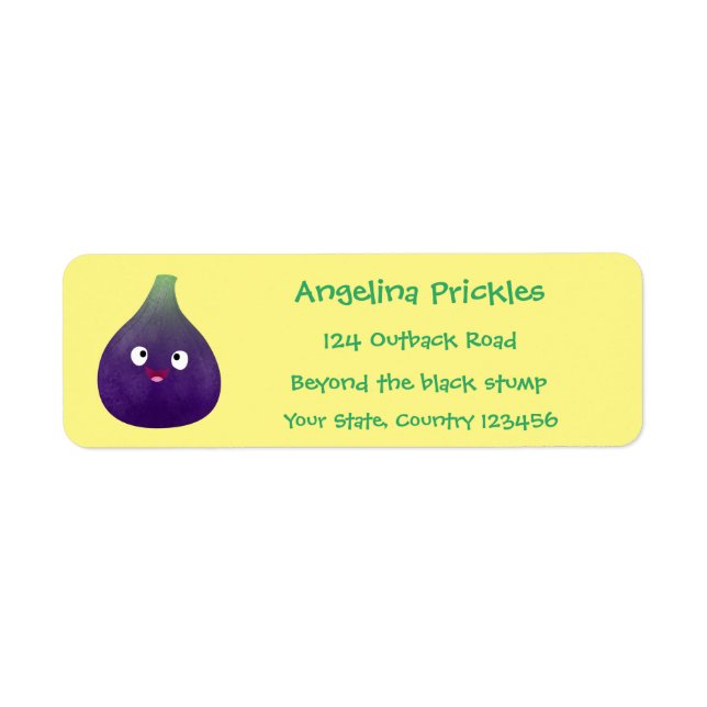 Cute happy purple fig fruit cartoon  (Front)