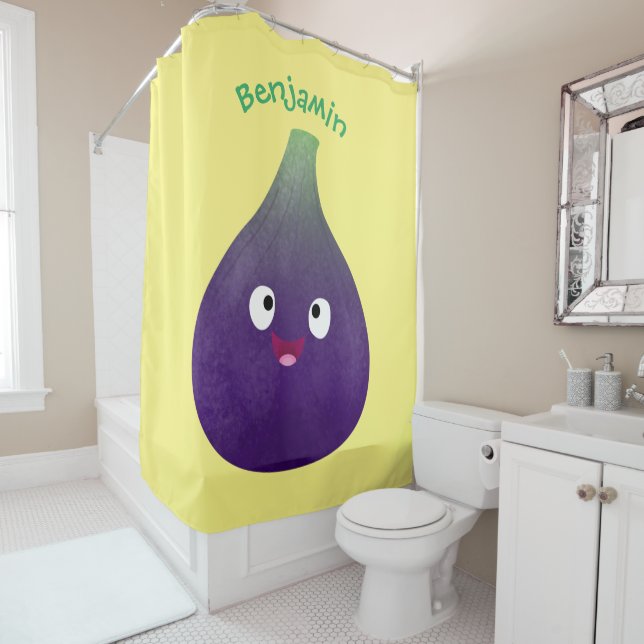 Cute happy purple fig fruit cartoon (In Situ)
