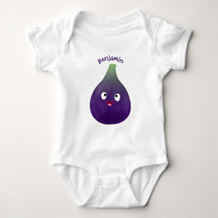 Cute happy purple fig fruit cartoon baby bodysuit