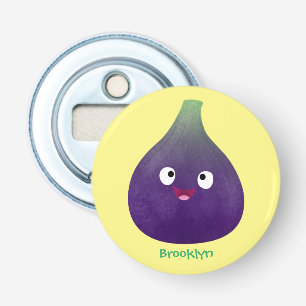 Cute happy purple fig fruit cartoon bottle opener