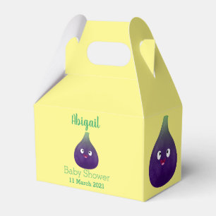 Cute happy purple fig fruit cartoon favor box