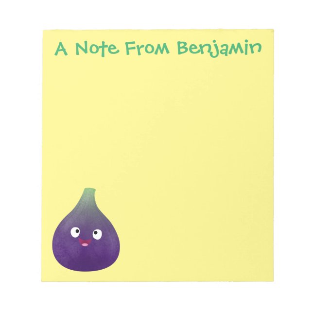 Cute happy purple fig fruit cartoon notepad (Front)