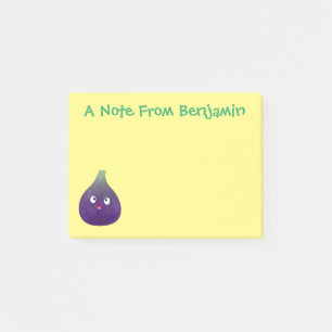 Cute happy purple fig fruit cartoon post-it notes