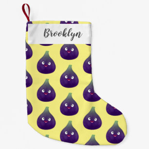 Cute happy purple fig fruit cartoon small christmas stocking