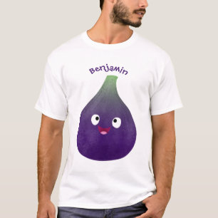 Cute happy purple fig fruit cartoon  T-Shirt