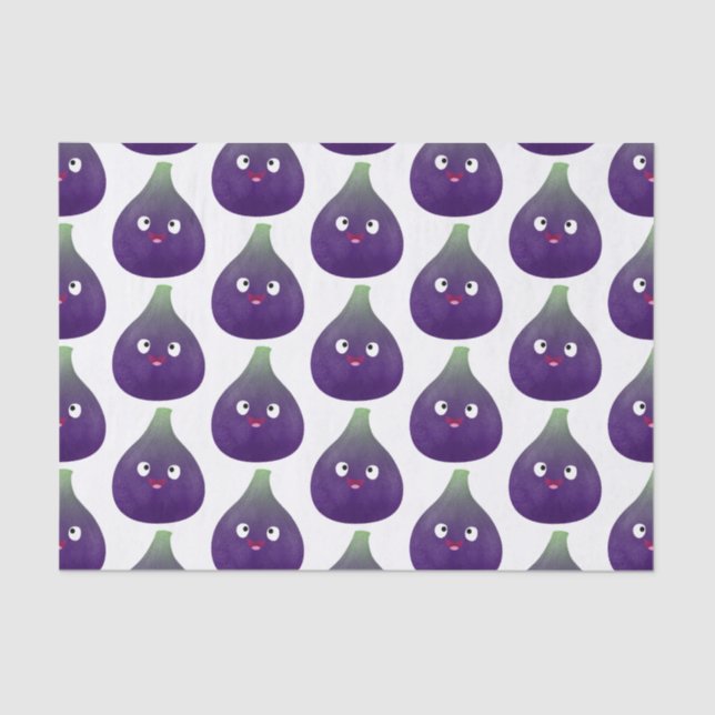 Cute happy purple fig fruit cartoon tissue paper (Front)