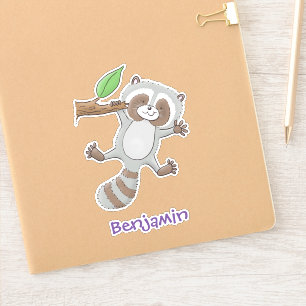 Cute happy raccoon baby cartoon illustration