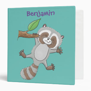 Cute happy raccoon baby cartoon illustration binder