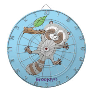 Cute happy raccoon baby cartoon illustration dartboard