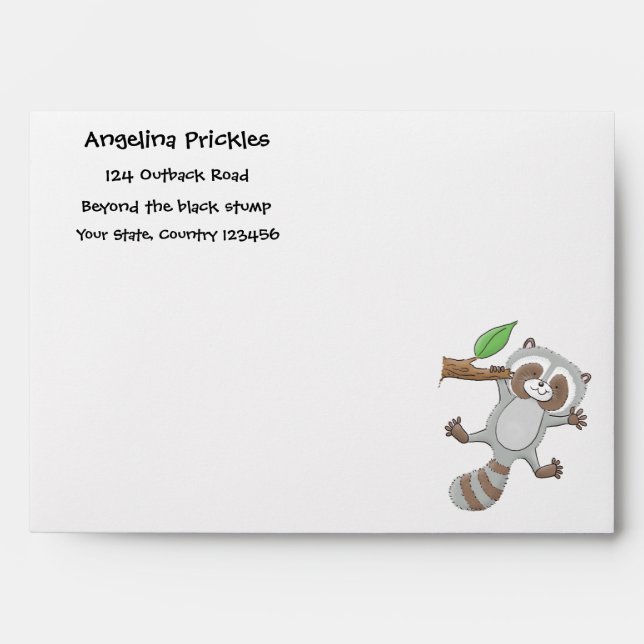 Cute happy raccoon baby cartoon illustration envelope (Front)
