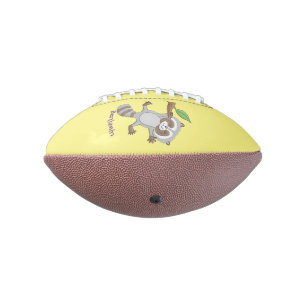 Cute happy raccoon baby cartoon illustration football