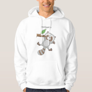 Cute happy raccoon baby cartoon illustration hoodie