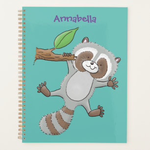 Cute happy raccoon baby cartoon illustration planner