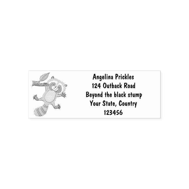 Cute happy raccoon baby cartoon illustration self-inking stamp (Design)