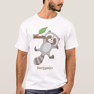 Cute happy raccoon baby cartoon illustration T-Shirt