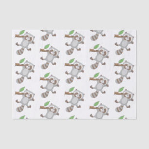 Cute happy raccoon baby cartoon illustration tissue paper